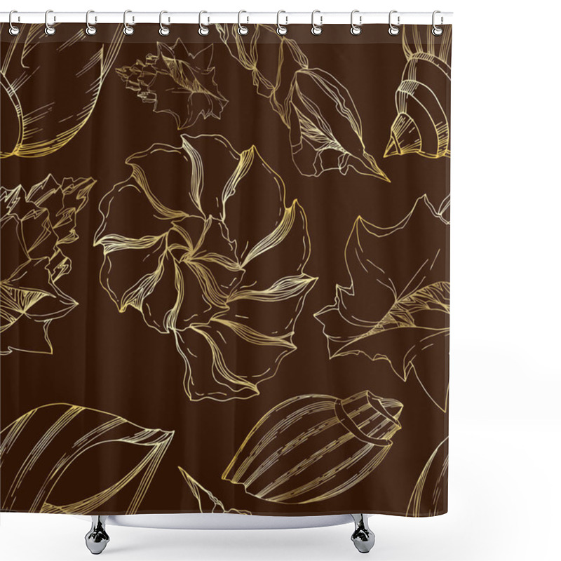 Personality  Vector Summer Beach Seashell Tropical Elements. Black And White  Shower Curtains