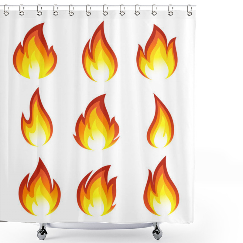 Personality  Collection Of Fire Icons Shower Curtains