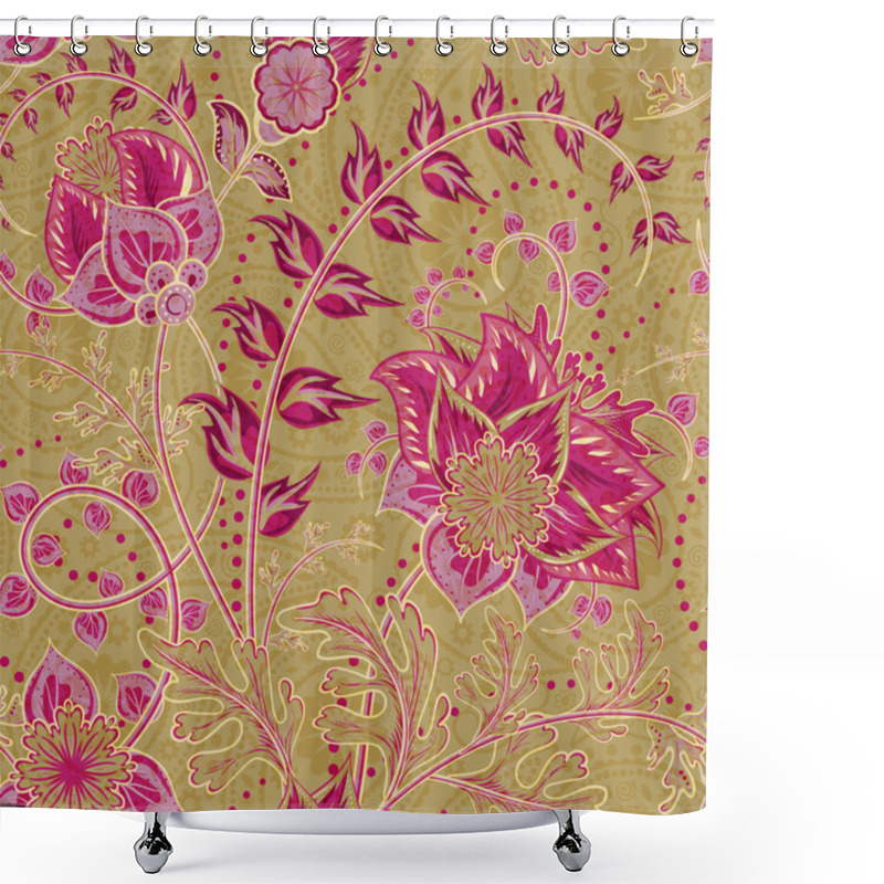 Personality  Seamless Floral Background. Fantasy Flowers And Paisley Mix. Shower Curtains