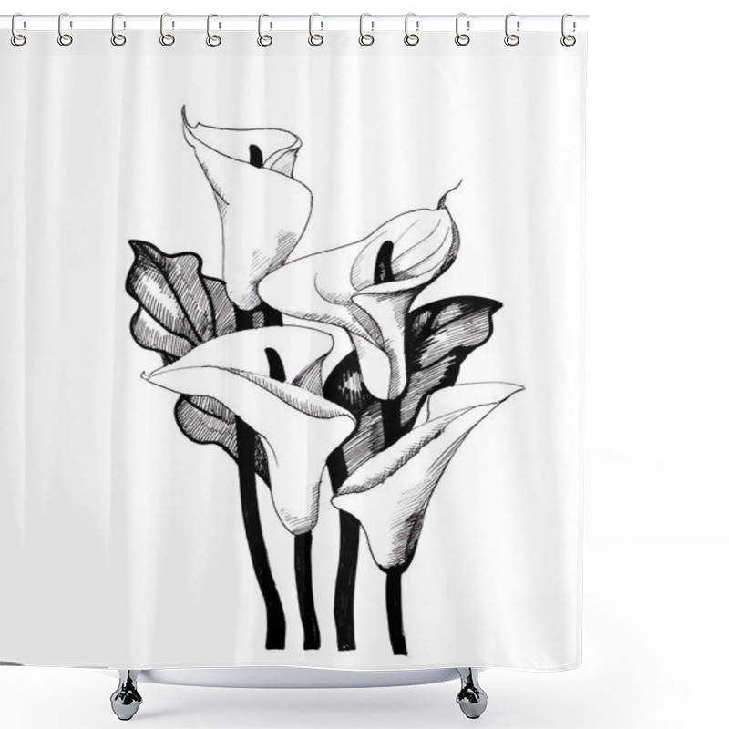 Personality  Calla Lilly Floral Background Shower Curtains