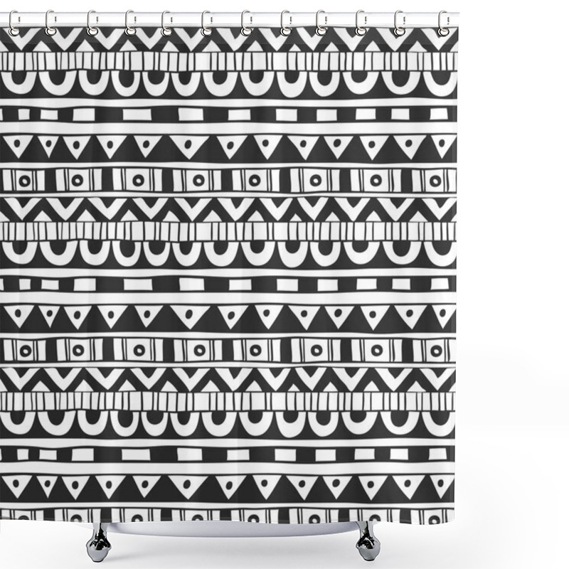 Personality  Seamless Ornament From Geometric Elements Triangles, Circles, St Shower Curtains