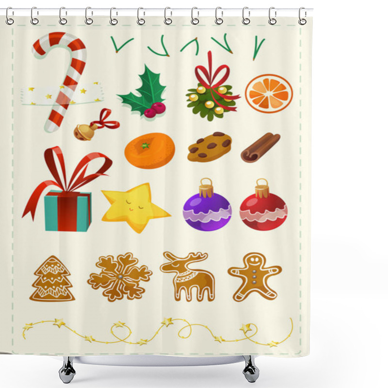 Personality  Merry Christmas And Happy New Year Stickers Shower Curtains