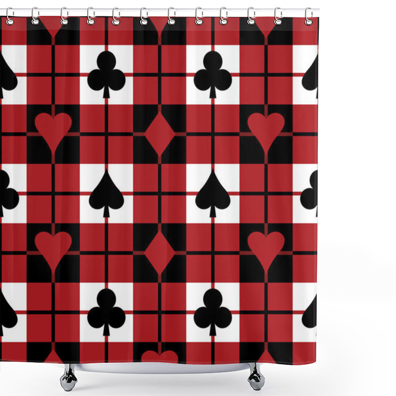 Personality  Card Suits Plaid Pattern Shower Curtains