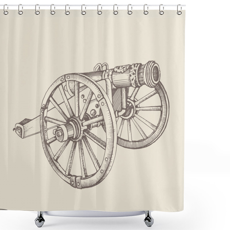 Personality  Retro Old Style Cannon. Shower Curtains