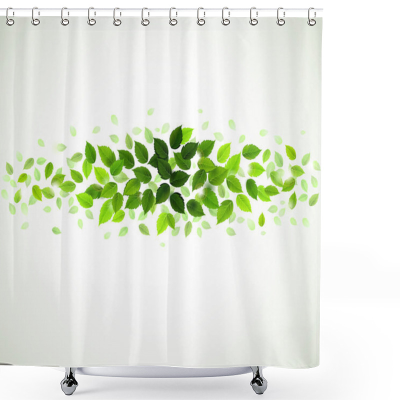 Personality  Branch With Fresh Green Leaves Shower Curtains