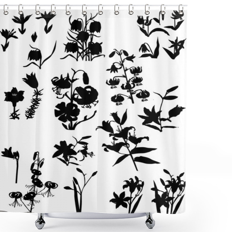 Personality  Large Set Of Lily Silhouettes Shower Curtains