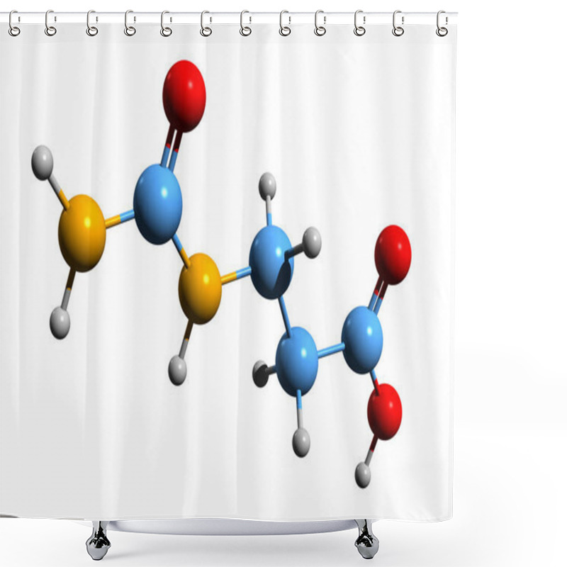 Personality  3D Image Of 3-Ureidopropionic Acid Skeletal Formula - Molecular Chemical Structure Of N-carbamoyl-beta-alanine Isolated On White Background Shower Curtains