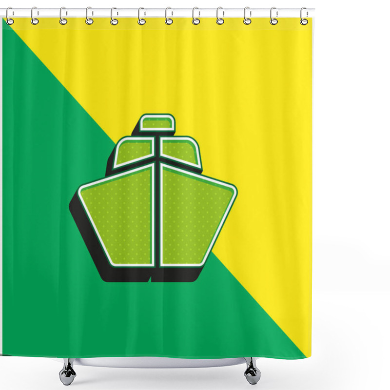 Personality  Boat Green And Yellow Modern 3d Vector Icon Logo Shower Curtains