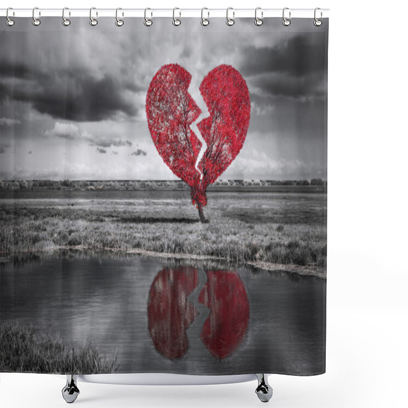 Personality  Broken Heart Tree Shower Curtains