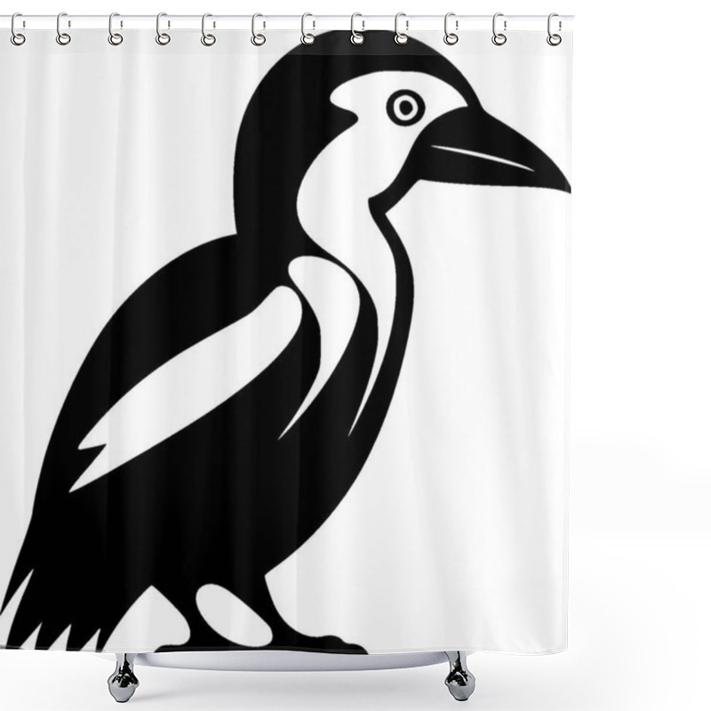 Personality  Birds - Black And White Vector Illustration Shower Curtains