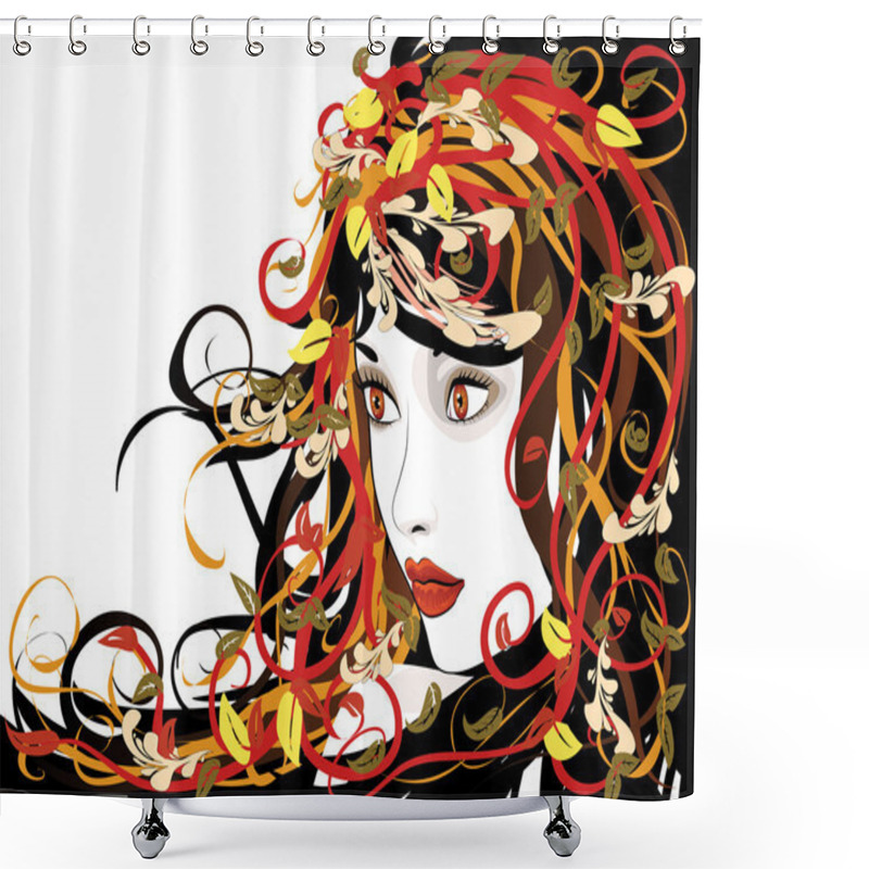 Personality  Beautiful Autumn Girl Shower Curtains