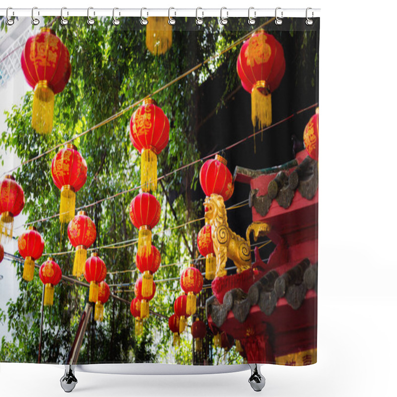 Personality  Beautiful Details Of Ngoc Hoang Pagoda In Ho Chi Minh City. Vietnam Shower Curtains