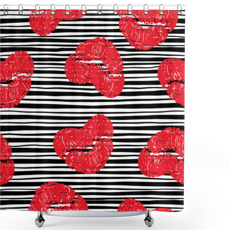 Personality  Print Kisses Lips Pattern Shower Curtains