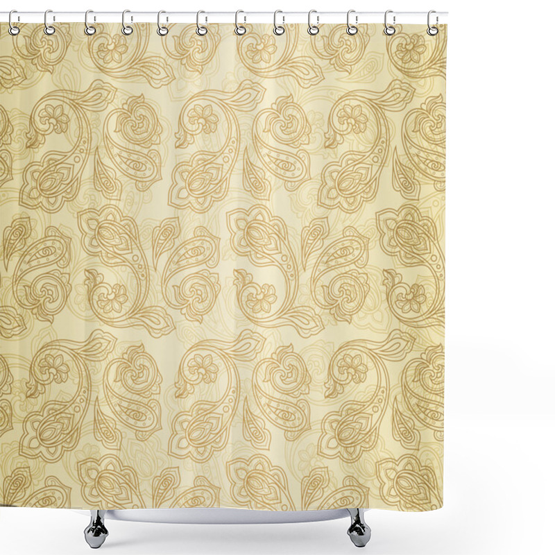 Personality  Turkish Cucumber Seamless Pattern Gold Style Shower Curtains