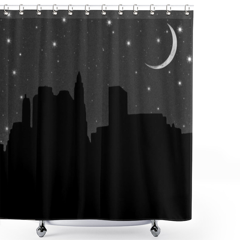 Personality  Lower Manhattan Silhouette On The Night Starry Sky Background Shower Curtains