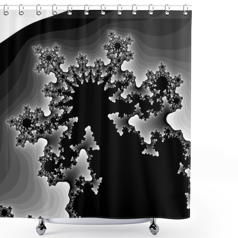 Personality  Grayscale Fractal Background Shower Curtains