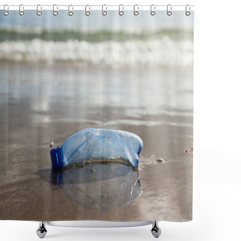 Personality  Plastic Bottle On The Shore Shower Curtains