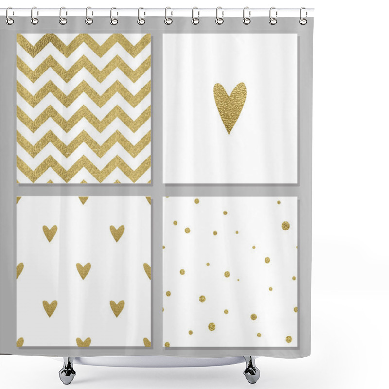 Personality  Cards With Gold сonfetti Glitter Shower Curtains