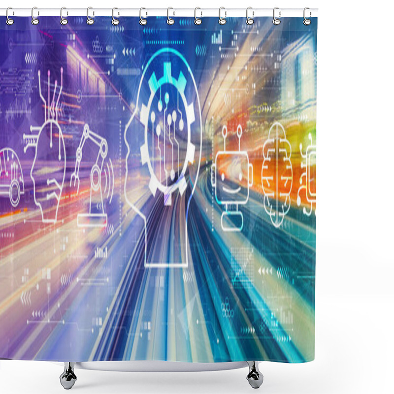 Personality  Future Technology Concept With High Speed Motion Blur Shower Curtains