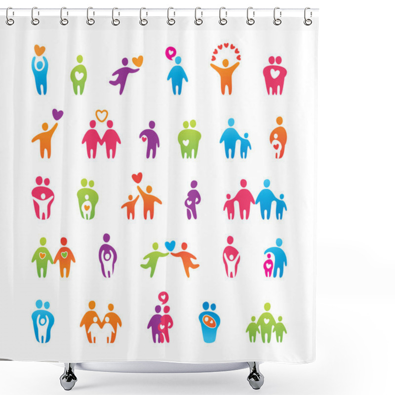 Personality  Set-icons--love-family Shower Curtains