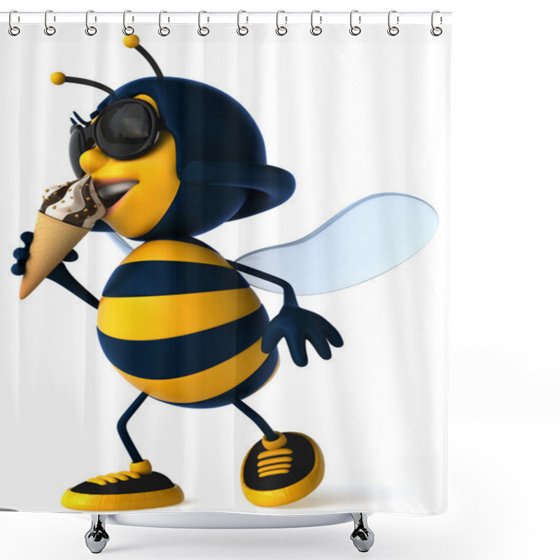 Personality  Funny Cartoon Bee Shower Curtains