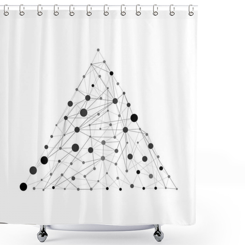 Personality  Vector Pyramid With Dots And Lines. Wireframe Architecture For Technical, Science Concept Design. Flat Triangle Abstract Illustration. Shower Curtains