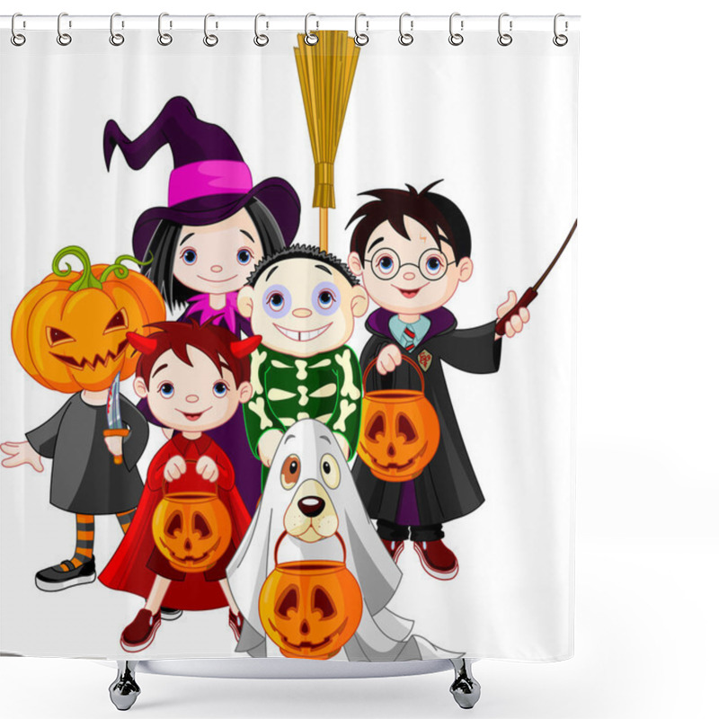 Personality  Halloween Trick Or Treating Children Shower Curtains