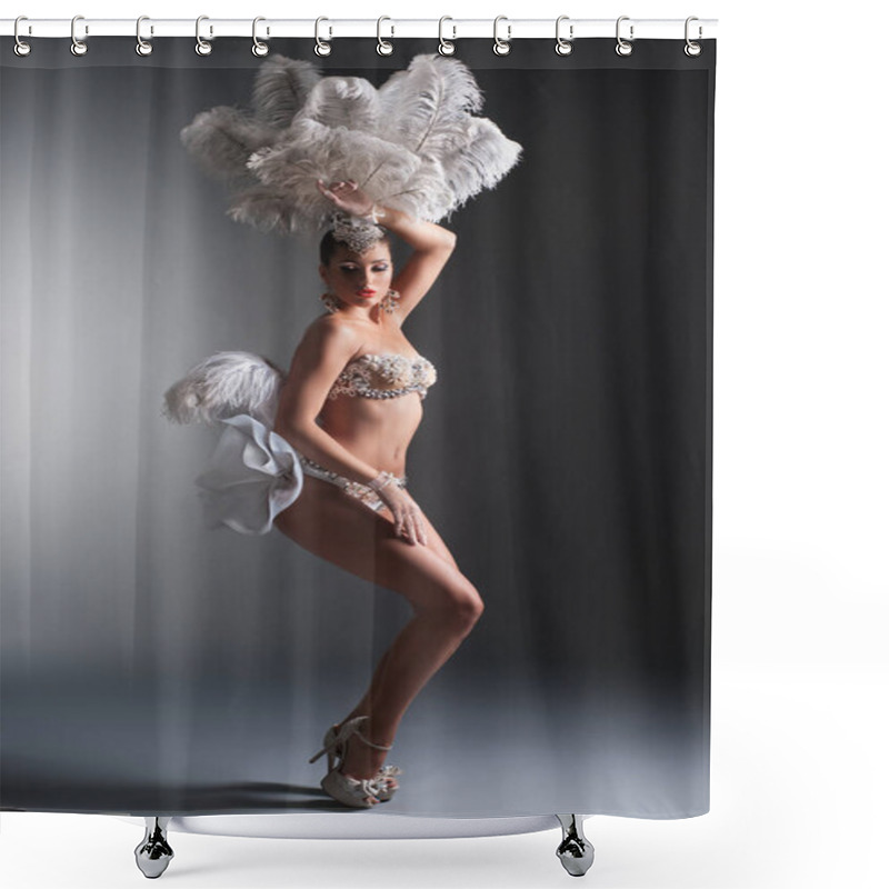 Personality  Young Woman In Feather  Shower Curtains