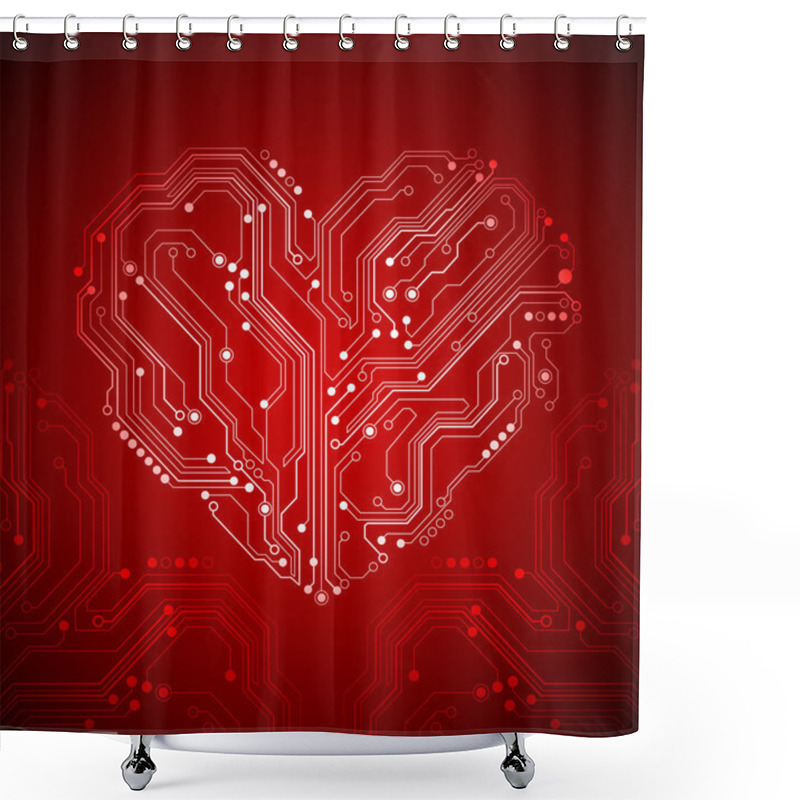 Personality  Circuit Board Heart Background - Creative Idea Vector Shower Curtains