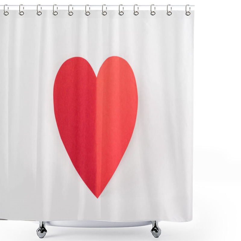 Personality  Top View Of Heart Made Of Paper Isolated On White With Copy Space, St Valentines Day Concept Shower Curtains