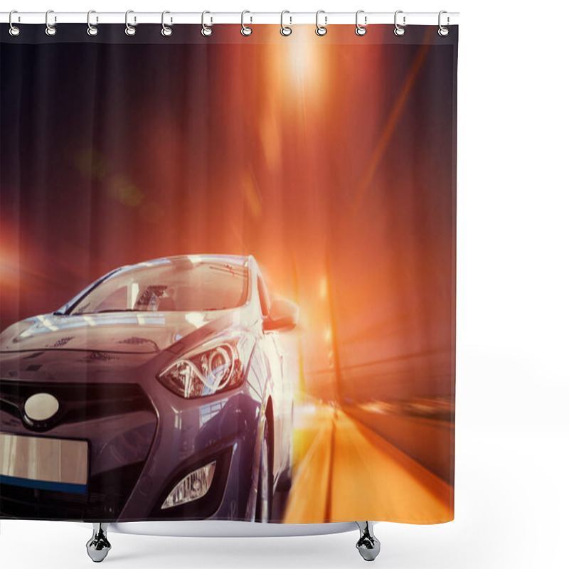 Personality  Fantastic Asphalt Road Along The Coast Of Road Lighting. Car Classic Style. Shower Curtains