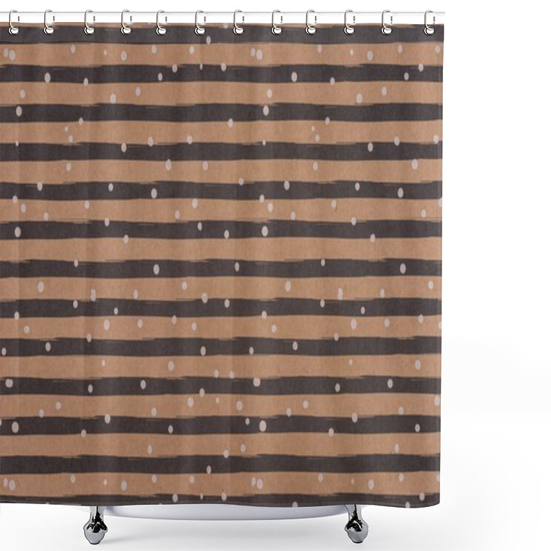 Personality  Brown Wrapper Design With Curve Lines And Snowflakes Shower Curtains