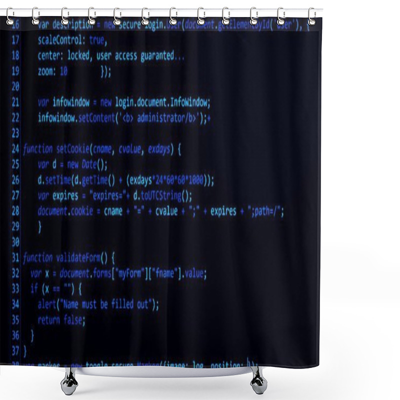 Personality  Computer Code Programming Coding Process 3d Illustration Shower Curtains