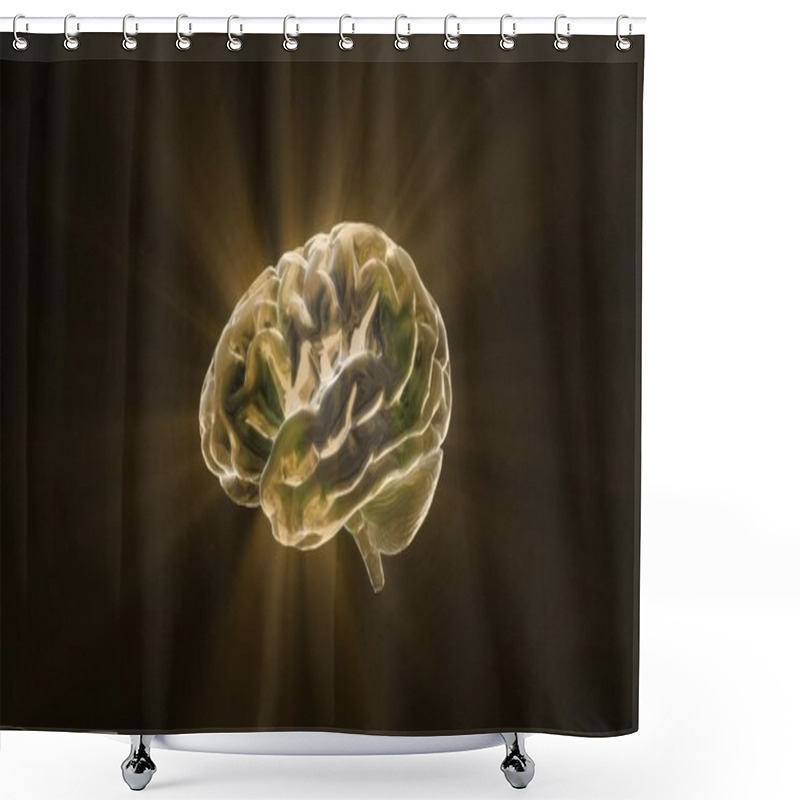 Personality  Gold Crystal Brain Still Render Shower Curtains