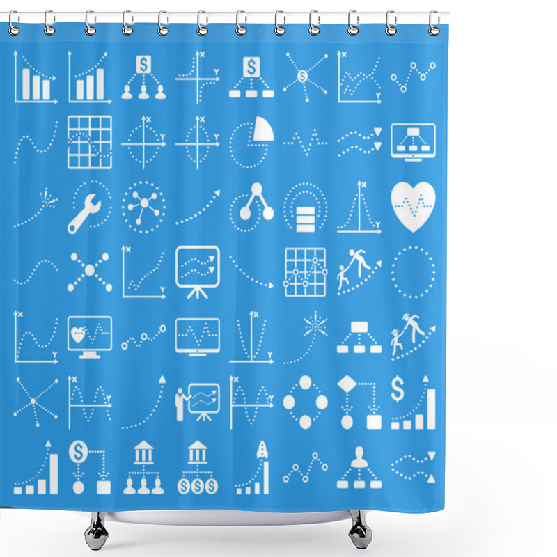 Personality  Business Charts With Rhombus Dots Vector Icons Shower Curtains