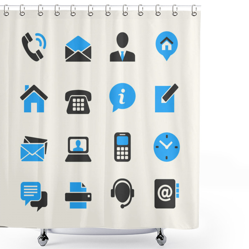 Personality  Web Communication Icon Set: Contact Us Shower Curtains