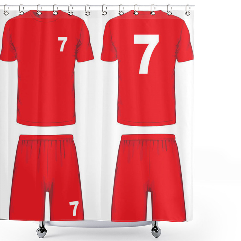 Personality  Set Of Soccer Uniform Front And Back View. Vector Shower Curtains