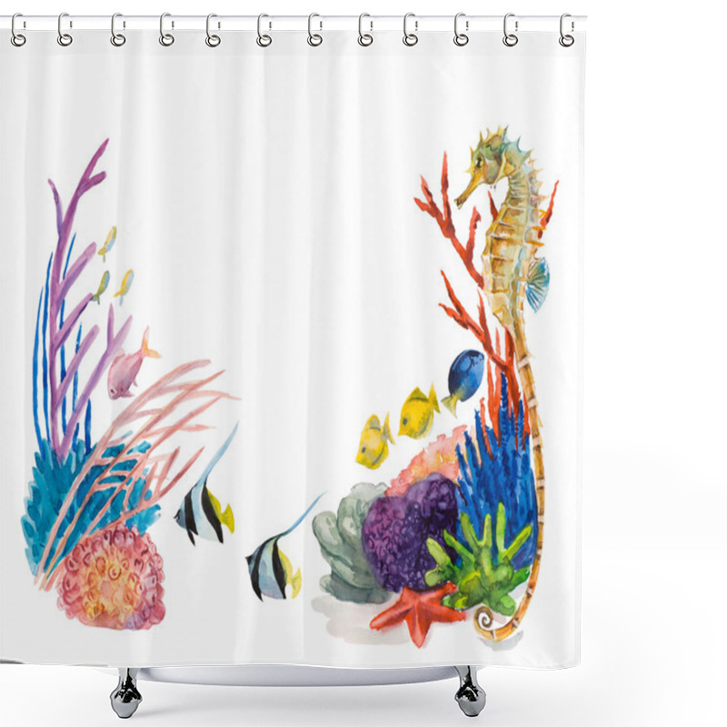 Personality  Frame From Underwater Inhabitants. Sea Life. Shower Curtains