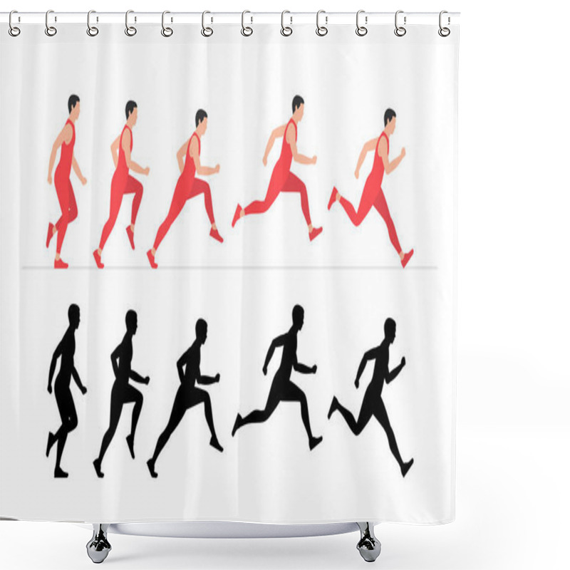 Personality  Man Run Cycle Animation Sprite Sheet. Flat Style. Isolated On White Background Shower Curtains