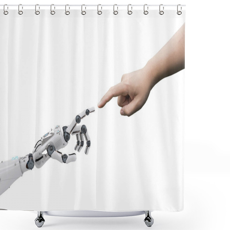 Personality  Robot Connect To Human Shower Curtains