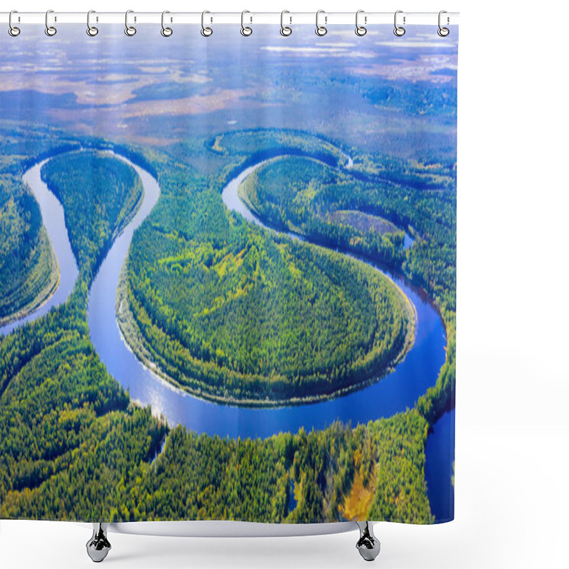 Personality  Aerial Photography Of Landscape In Western Siberia. Agan River, Tributary Of Ob River. Shower Curtains