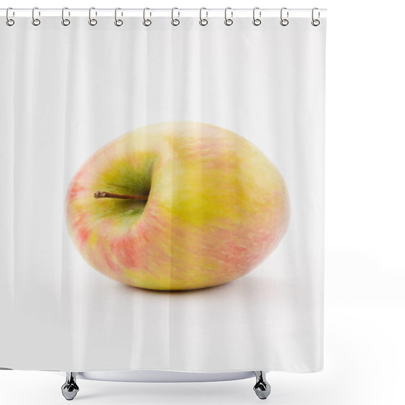 Personality  Fresh Golden Delicious Apple On White Background Shower Curtains