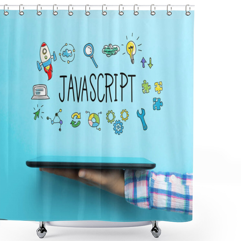 Personality  JavaScript Concept With A Tablet  Shower Curtains