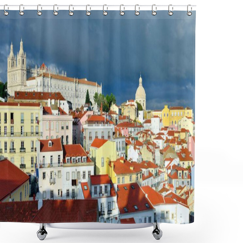 Personality  View Across Alfama District From Jardim Do Sao Jorge Castle, Lisbon, Lisbon District, Portugal, Europe Shower Curtains