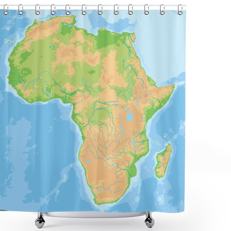 Personality  Africa Physical Map. Shower Curtains