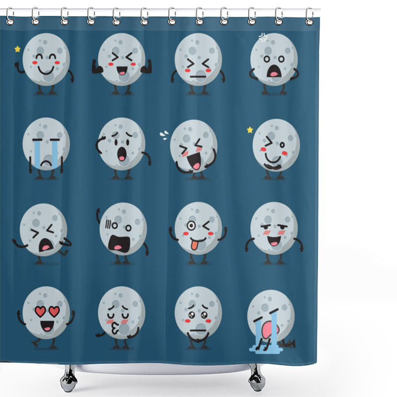 Personality  Moon Character Emoji Set Shower Curtains