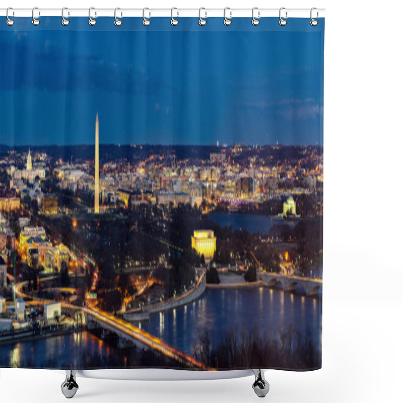 Personality  Aerial View Of Washington DC Cityscape From Arlington Virginia USA. Shower Curtains