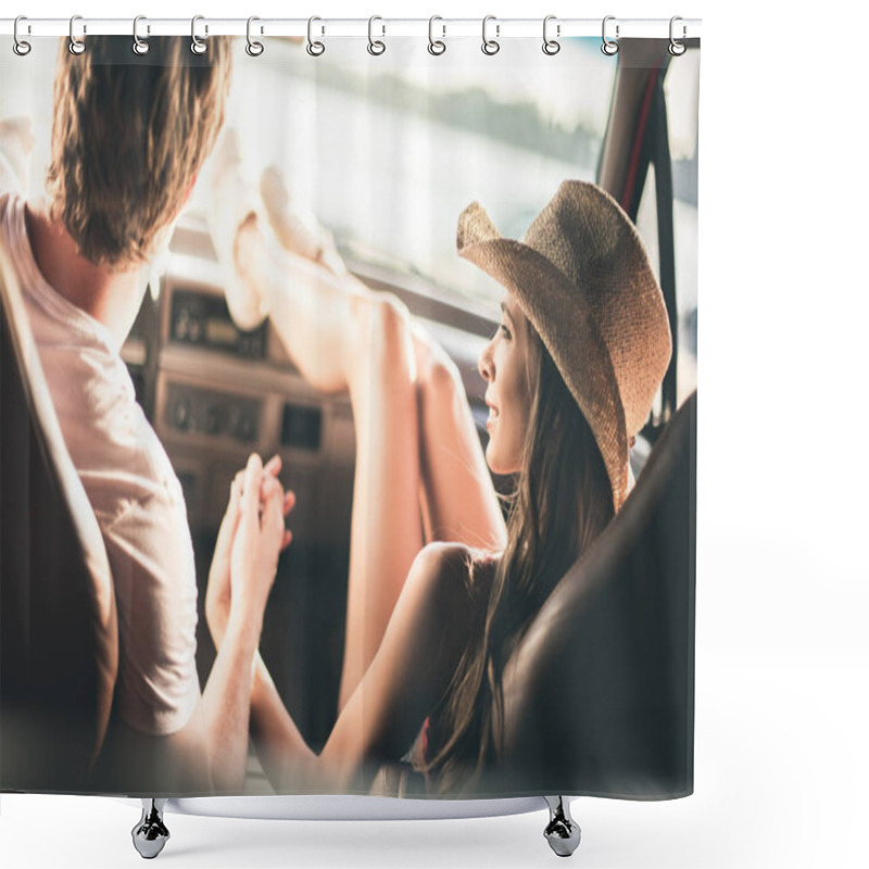 Personality  Couple Holding Hands In Car Shower Curtains