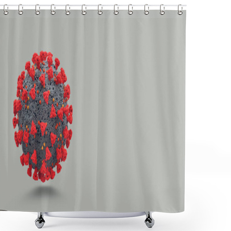 Personality  Grey Background With Big Sars Cov 2 Virus Causing Covid 19 Shower Curtains