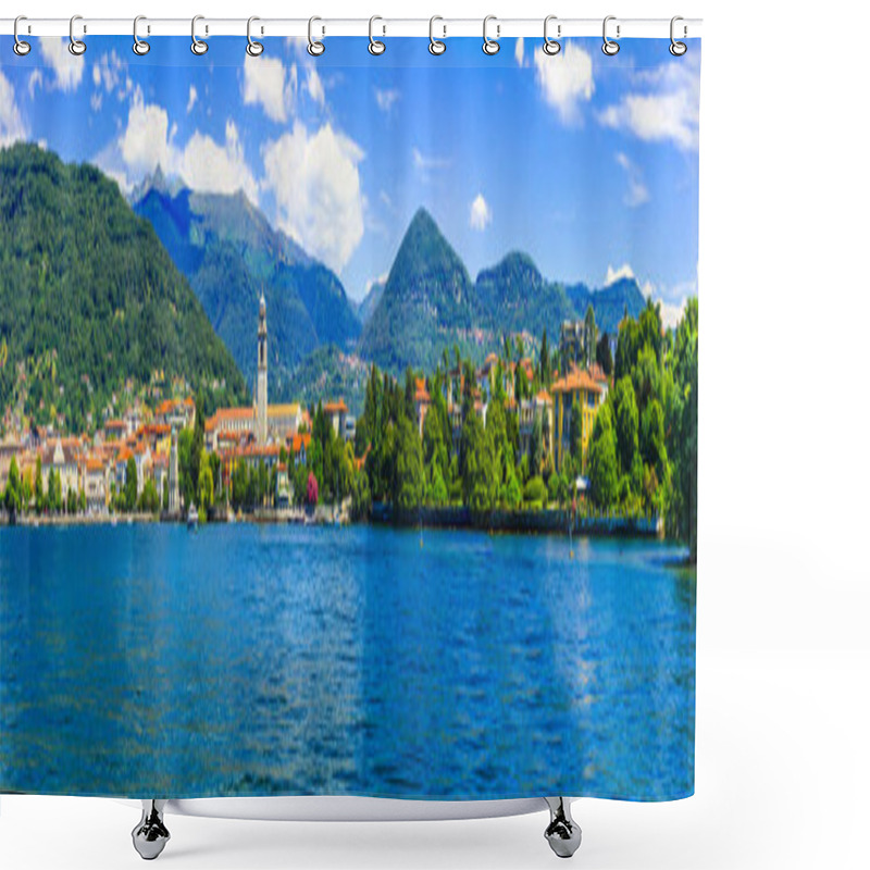 Personality  Picturesque Lake Lago Maggiore. View Of Charming Town Pallanza.  Shower Curtains